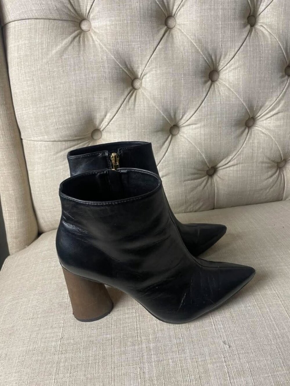 EUC Raye Black Bootie with Wood Heel size 8
